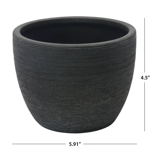 Alt view image 3 of 6 - Better Homes & Gardens 4.5in Textured Matte Ceramic Plant Pot, Black, 1 Piece