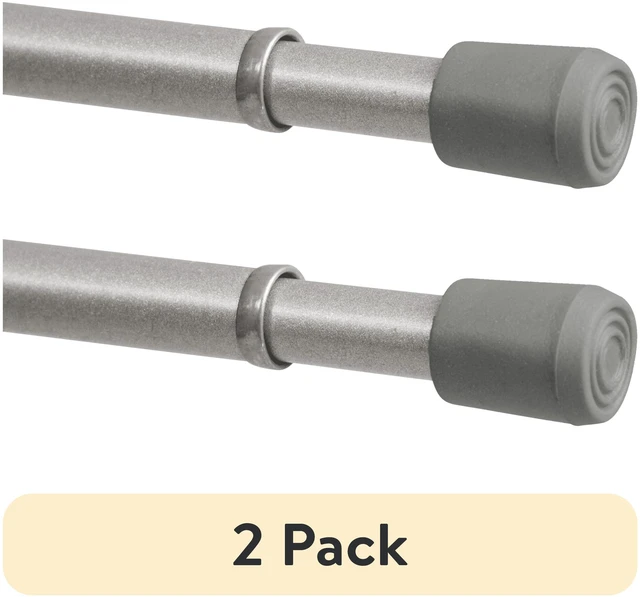 Main image of Mainstays Adjustable Spring Tension Curtain Rod, 7/16in x 18-28in, Chrome, 2 Pack
