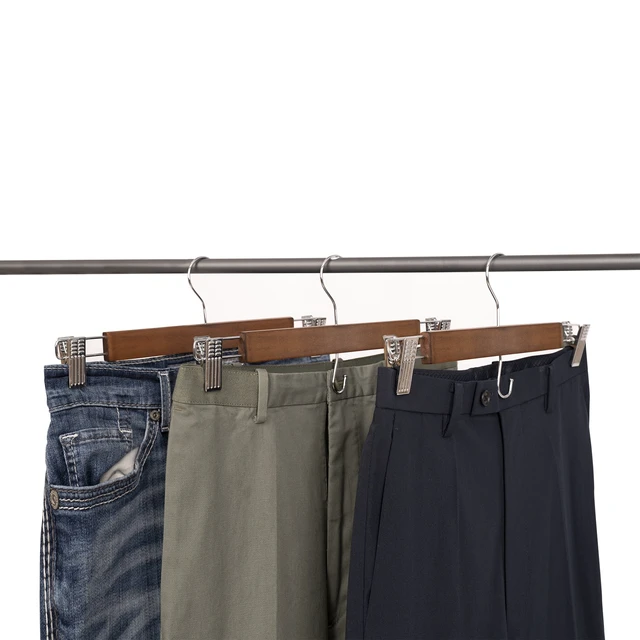 Alt view image 2 of 6 - Better Homes & Gardens 3-Pack Walnut Wood Pant & Skirt Hangers