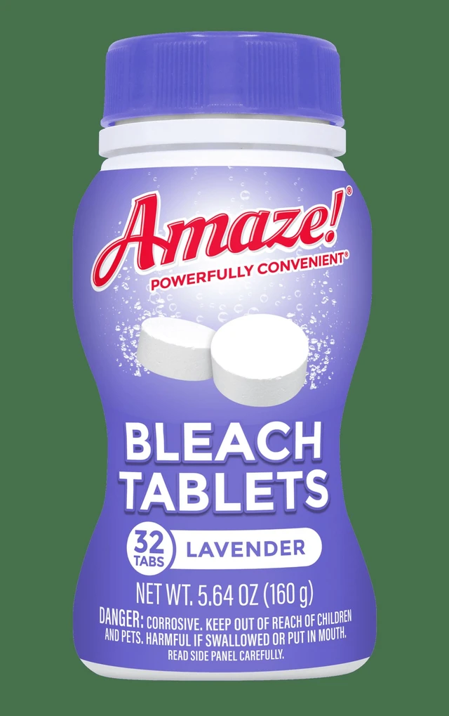 Main image of Amaze Ultra-Concentrated Bleach Tablets, Lavender Scent, 32 Count, Stain-Fighting & Whitening