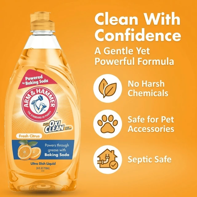 Alt view image 2 of 6 - Arm & Hammer + Oxi Clean Ultra Dish Liquid Soap, Fresh Citrus, 64oz