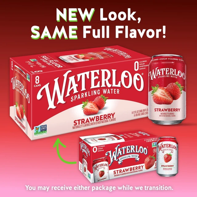 Alt view image 3 of 5 - Waterloo Sparkling Water, Strawberry, 12 fl oz, 8-Pack Cans