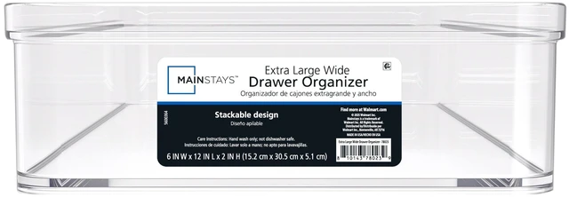 Alt view image 3 of 6 - Mainstays Extra Large Wide Clear PET Plastic Organizer Tray, 12in x 6in x 2in