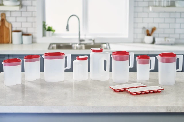 Alt view image 4 of 7 - Rubbermaid Simply Pour Clear/Red Plastic Pitcher 1gal