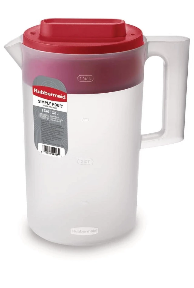 Alt view image 3 of 7 - Rubbermaid Simply Pour Clear/Red Plastic Pitcher 1gal