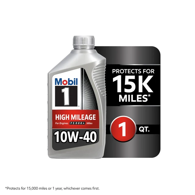 Alt view image 3 of 5 - Mobil 1 High Mileage 10W-40 Full Synthetic Motor Oil, 1 Quart