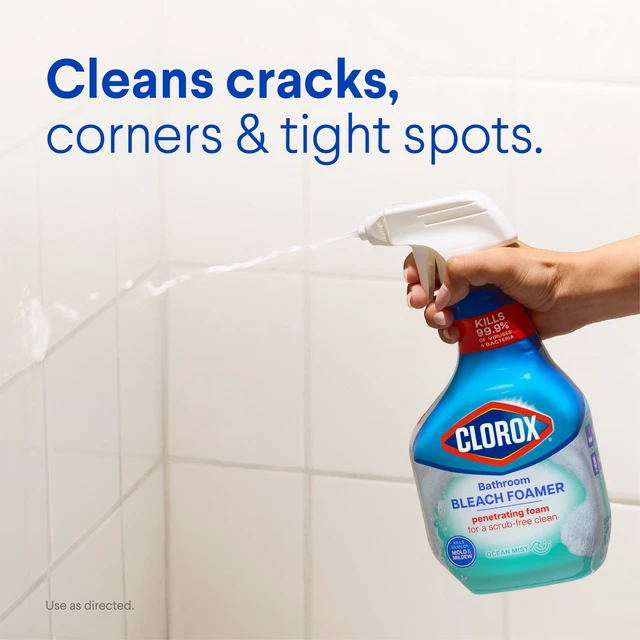 Alt view image 2 of 5 - Clorox Bleach Foamer Bathroom and Shower Cleaner Spray, Ocean Mist, 30 Fl Oz
