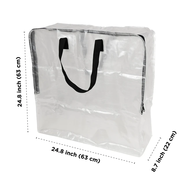 Alt view image 2 of 6 - Mainstays 24 Gallon Clear Slim Storage and Moving Bag with Zipper Closure and Dual Carry Handles