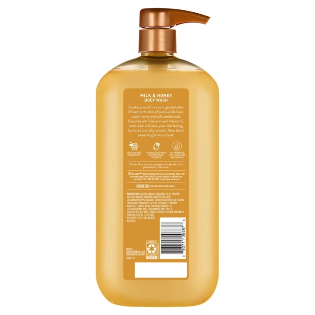 Alt view image 6 of 6 - Suave Milk & Honey Moisturizing Body Wash with Glycerin & Vitamin E, 30 FL OZ Pump