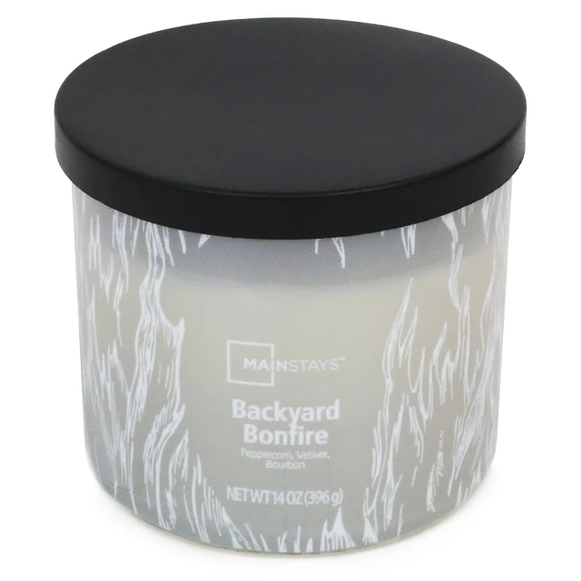 Alt view image 2 of 6 - Mainstays 3-Wick 14oz Ombre Wrap Backyard Bonfire Scented Jar Candle