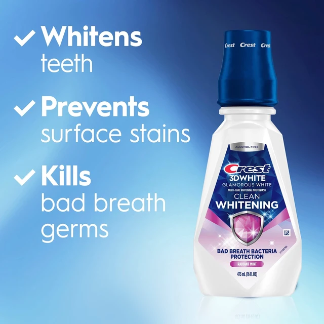 Alt view image 4 of 6 - Crest 3D White Clean Whitening Mouthwash, Alcohol-Free, Mint Flavor, 16 fl oz