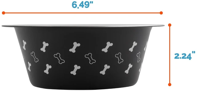 Alt view image 2 of 5 - Vibrant Life Medium Stainless Steel Dog Bowl, Black with Bones, 25.75 fl oz