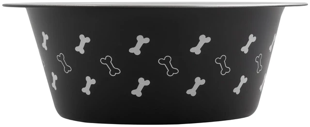 Alt view image 5 of 5 - Vibrant Life Medium Stainless Steel Dog Bowl, Black with Bones, 25.75 fl oz