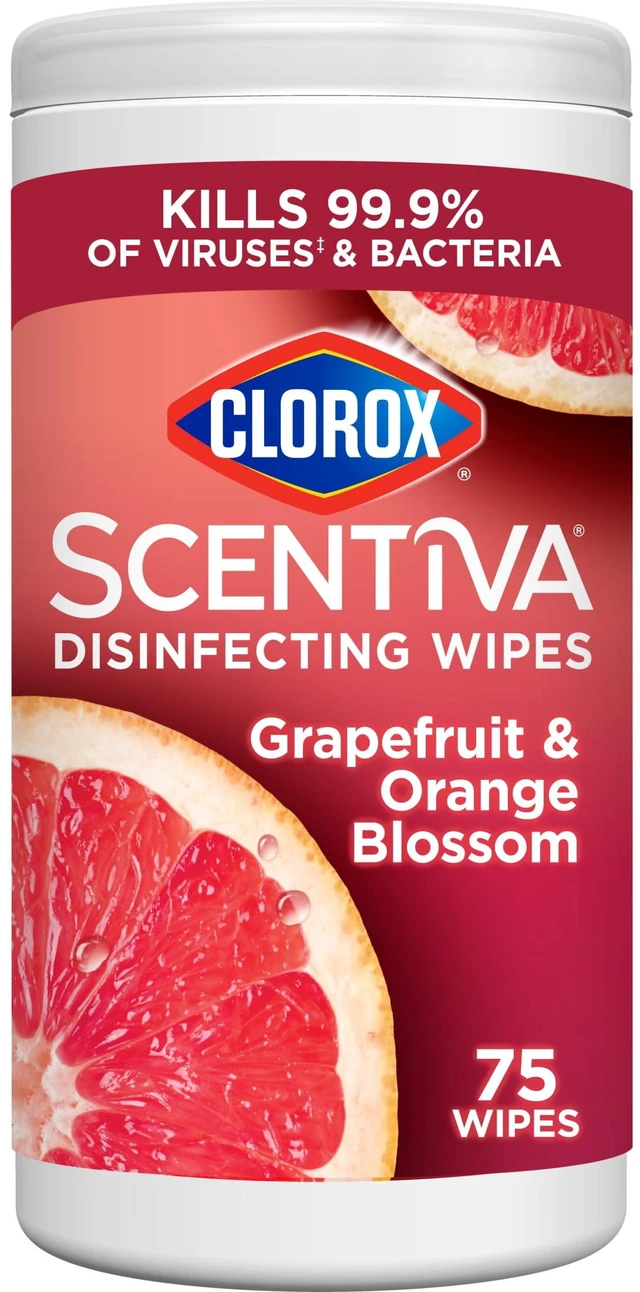 Main image of Clorox Scentiva Bleach-Free Cleaning Wipes, Grapefruit & Orange Blossom, 75 Count