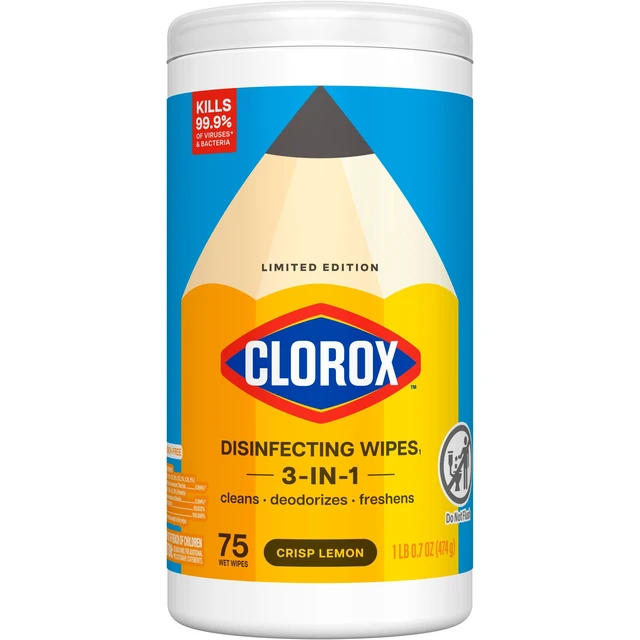 Alt view image 3 of 5 - Clorox Disinfecting Wipes Limited Edition Back to School, Bleach Free, Crisp Lemon, 75 Count