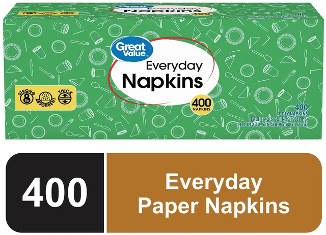 Main image of Great Value Disposable 1-Ply White Paper Napkins, 400 Count