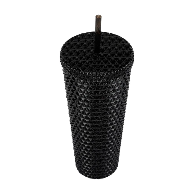 Alt view image 2 of 6 - Mainstays 26oz Plastic Double Wall Insulated Iridescent Textured Tumbler with Straw, Black