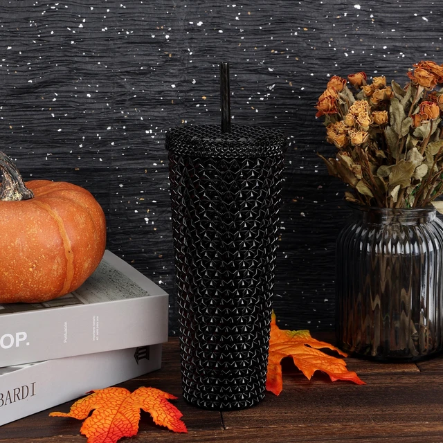 Alt view image 4 of 6 - Mainstays 26oz Plastic Double Wall Insulated Iridescent Textured Tumbler with Straw, Black