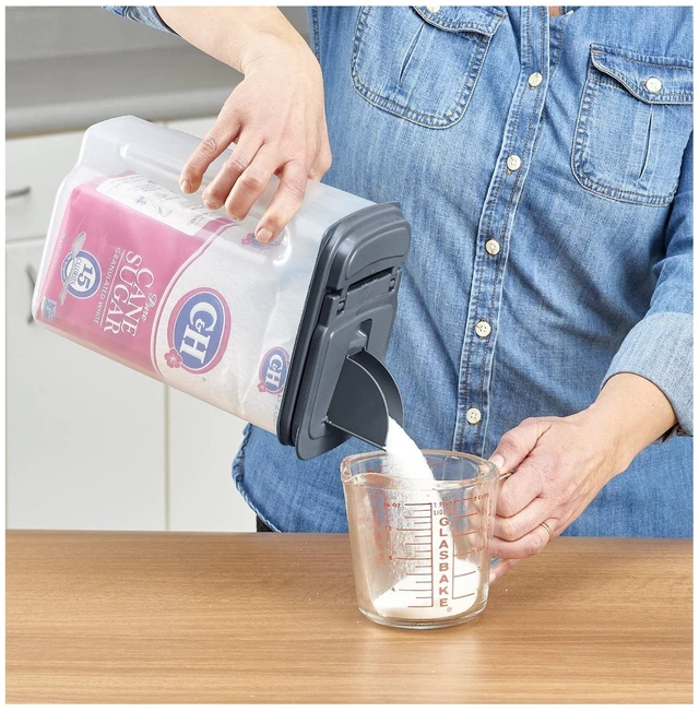 Alt view image 5 of 5 - Mainstays 3.5qt Plastic All-Purpose Food Dispenser, Clear with Gray Lid, 7.5in x 3.75in x 9.25in, 1 Each