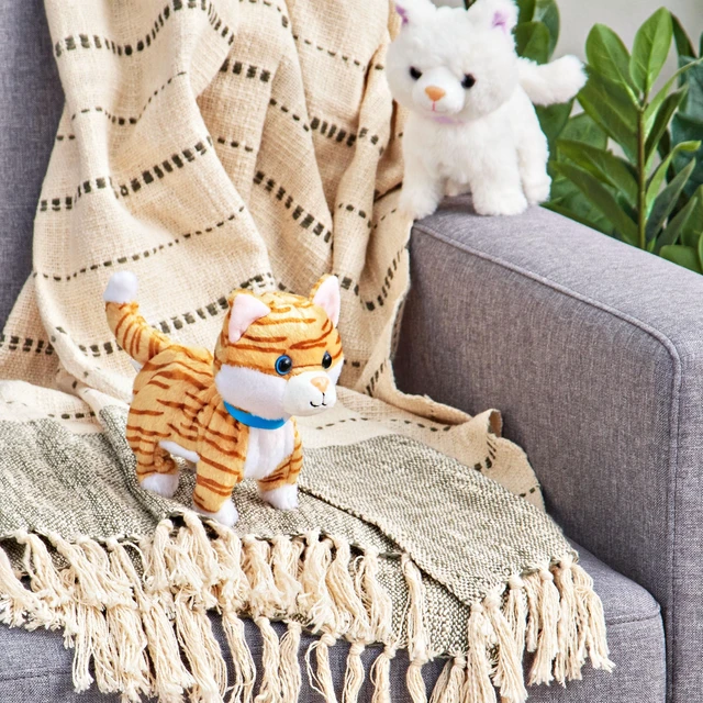 Alt view image 6 of 6 - Kid Connection Miniature Electronic Walking Pet Orange Striped Cat, 6in Height, Toddler Plush Toys