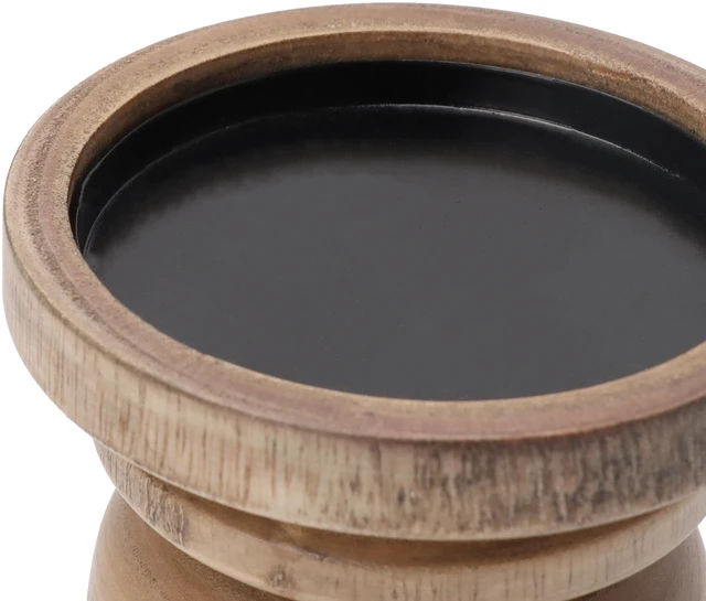 Alt view image 6 of 7 - Mainstays 6in Wood Pillar Candle Holder, Natural Teak