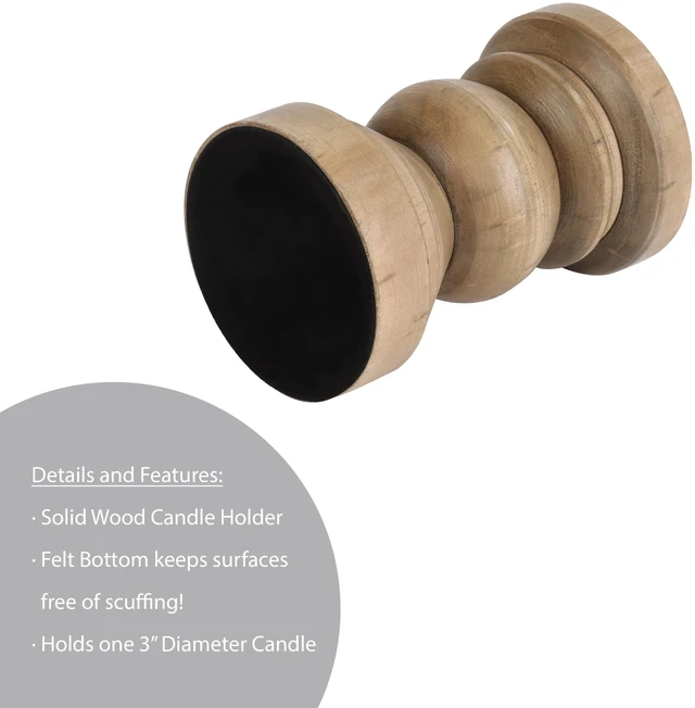 Alt view image 5 of 7 - Mainstays 6in Wood Pillar Candle Holder, Natural Teak