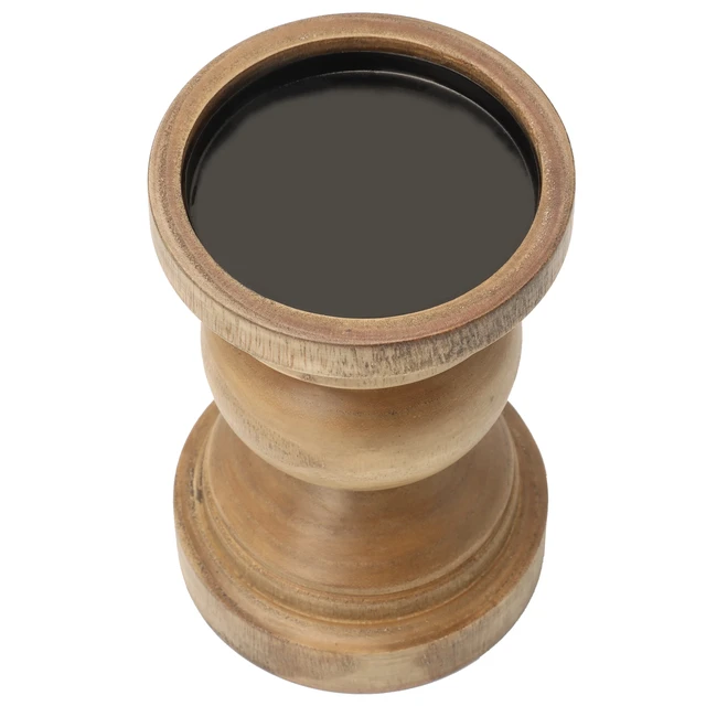 Alt view image 3 of 7 - Mainstays 6in Wood Pillar Candle Holder, Natural Teak