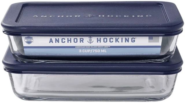 Main image of Anchor Hocking 3 Cup Rectangular Glass Food Storage Containers with Lids, Set of 2