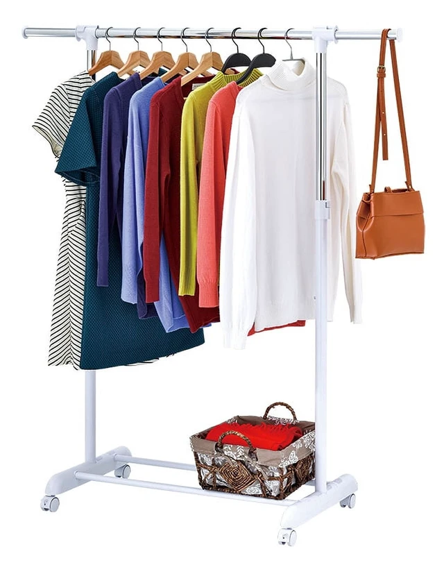 Alt view image 2 of 5 - Mainstays Adjustable Metal Rolling Garment Rack, Chrome and White
