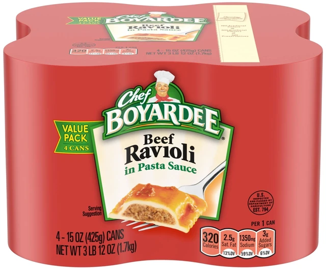 Alt view image 2 of 5 - Chef Boyardee Beef Ravioli in Pasta Sauce, Ready-to-Eat Meal, 15oz Can, Pack of 4 (3 Pack)