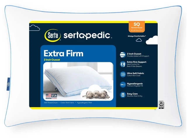 Alt view image 4 of 6 - Sertapedic Extra Firm Standard/Queen Bed Pillow (2 Pack), Hypoallergenic