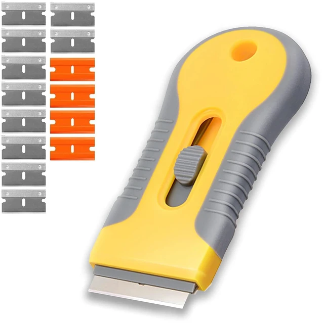 Main image of Wegaz Retractable Razor Blade Scraper Tool with 15 Extra Blades, Scraper for Removing Labels, Stickers, Decals, Paint from Glass and Stovetop