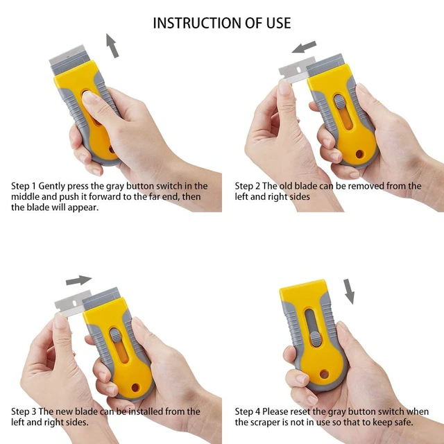 Alt view image 2 of 7 - Wegaz Retractable Razor Blade Scraper Tool with 15 Extra Blades, Scraper for Removing Labels, Stickers, Decals, Paint from Glass and Stovetop
