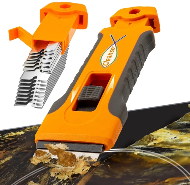 Main image of Razor Blade Scraper Tool with 15pcs Extra Blades, Cleaning Scraper for Glass Top Stove, Oven Door, Cooktop, Paint Removal from Glass