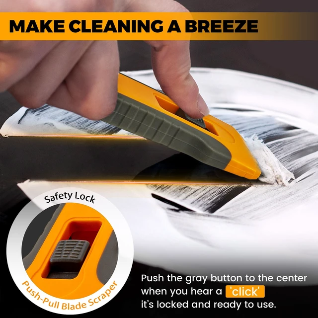 Alt view image 2 of 6 - Razor Blade Scraper Tool with 15pcs Extra Blades, Cleaning Scraper for Glass Top Stove, Oven Door, Cooktop, Paint Removal from Glass