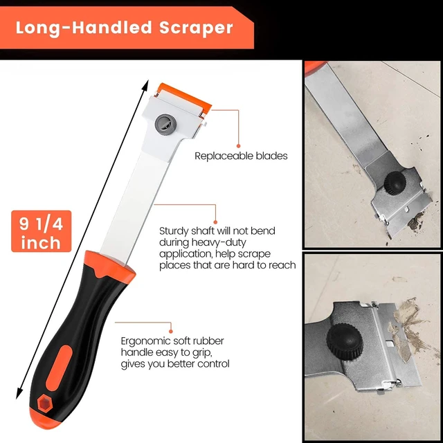 Alt view image 2 of 6 - DEKEones Razor Blade Scraper, Long Handled with 10 Extra Replacement Blades, for Cleaning Sticker, Paint, Caulk from Window, Car, Glass, Windshield, Stove