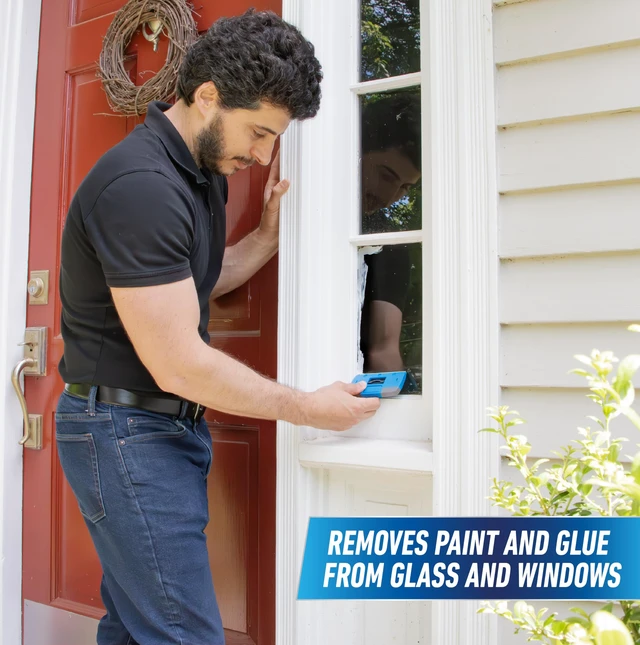 Alt view image 2 of 6 - Unger Professional Compact 4" Window and Glass Scraper, Reversible Razor Blade Tool with Retractable Safety Guard, for Residue, Stickers, Glue, and Paint on Smooth Surfac