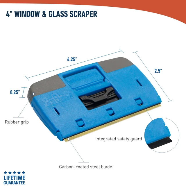 Alt view image 3 of 6 - Unger Professional Compact 4" Window and Glass Scraper, Reversible Razor Blade Tool with Retractable Safety Guard, for Residue, Stickers, Glue, and Paint on Smooth Surfac