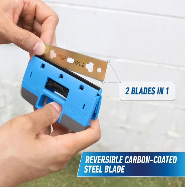 Alt view image 4 of 6 - Unger Professional Compact 4" Window and Glass Scraper, Reversible Razor Blade Tool with Retractable Safety Guard, for Residue, Stickers, Glue, and Paint on Smooth Surfac
