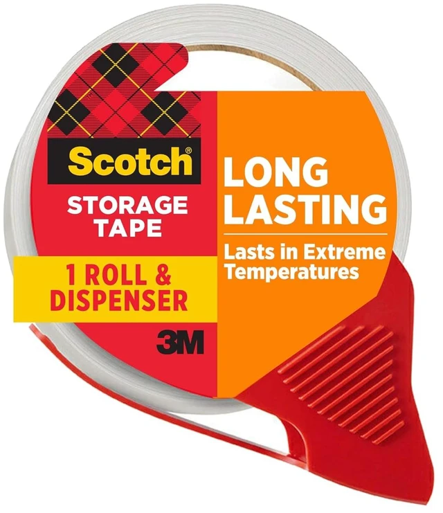 Main image of Scotch 3650S-RD-ESF Long Lasting Storage Shipping Packaging Tape, 1.88"x38.2yd, 1 Roll with Dispenser