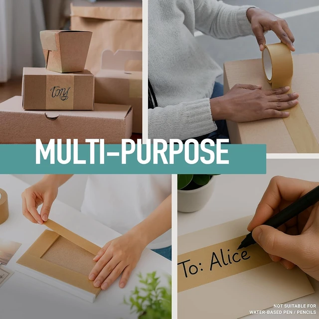 Alt view image 4 of 6 - Brown Kraft Paper Packing Tape 1-Pack 2in x 44yd Strong Adhesive