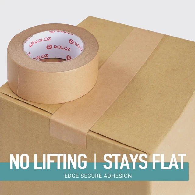 Alt view image 6 of 6 - Brown Kraft Paper Packing Tape 1-Pack 2in x 44yd Strong Adhesive
