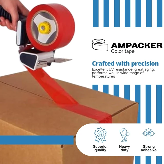 Alt view image 2 of 7 - Red Carton Sealing Tape 2"x110Yds (2.0Mil) Heavy Duty Acrylic Adhesive for Boxes, Moving, Storage, Shipping, Warehouse Color Coding
