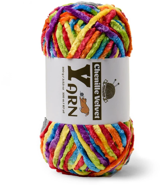 Main image of Chenille Crochet Rainbow Yarn, 1 Pack