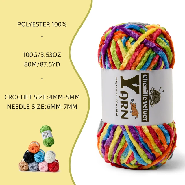 Alt view image 3 of 6 - Chenille Crochet Rainbow Yarn, 1 Pack