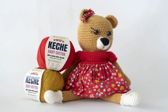 Alt view image 2 of 6 - Keche Baby Cotton 60% Cotton 40% Acrylic Soft Yarn for Crochet Knitting Amigurumi, 1 Skein 1.76oz (50g) / 180yds (165m) - Cappuccino