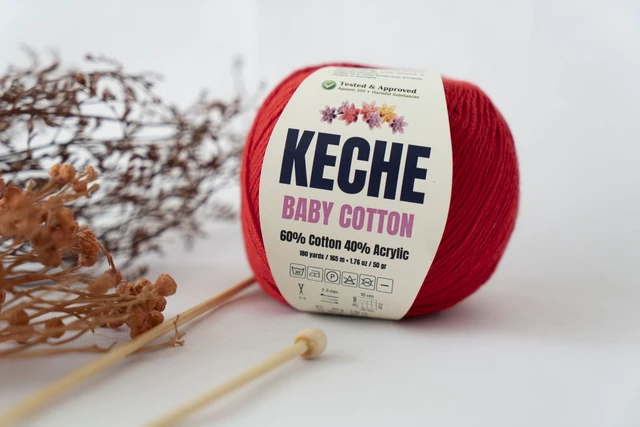 Alt view image 6 of 6 - Keche Baby Cotton 60% Cotton 40% Acrylic Soft Yarn for Crochet Knitting Amigurumi, 1 Skein 1.76oz (50g) / 180yds (165m) - Cappuccino