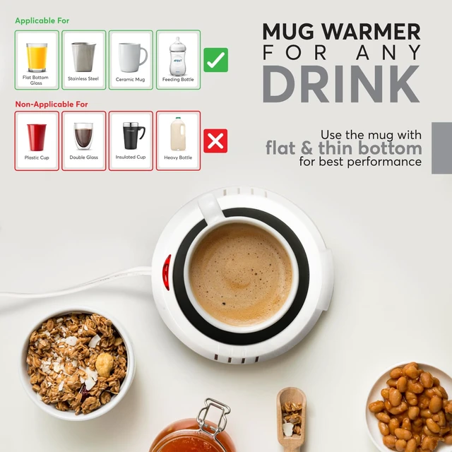 Alt view image 5 of 6 - Candle Warmer Plate, 1 Pack, White, Releases Scents Without Flame, Use as Candle Jar Warmer, Candle Melter, Coffee Warmer, Mug Warmer for Home & Office