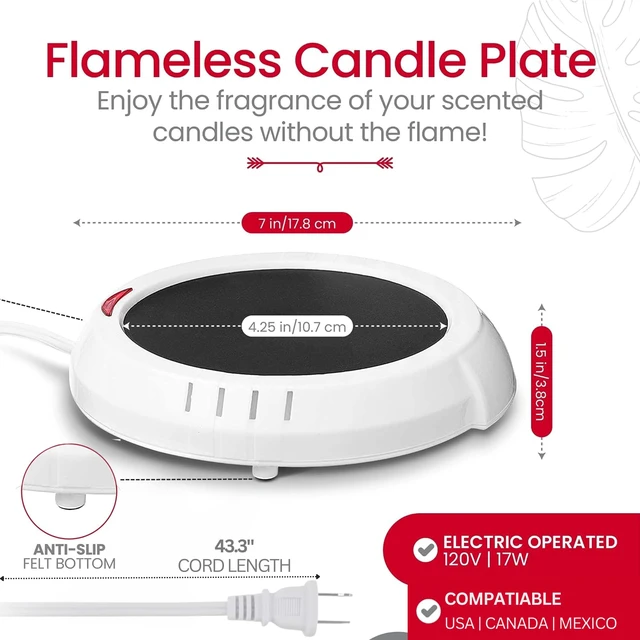 Alt view image 3 of 6 - Candle Warmer Plate, 1 Pack, White, Releases Scents Without Flame, Use as Candle Jar Warmer, Candle Melter, Coffee Warmer, Mug Warmer for Home & Office
