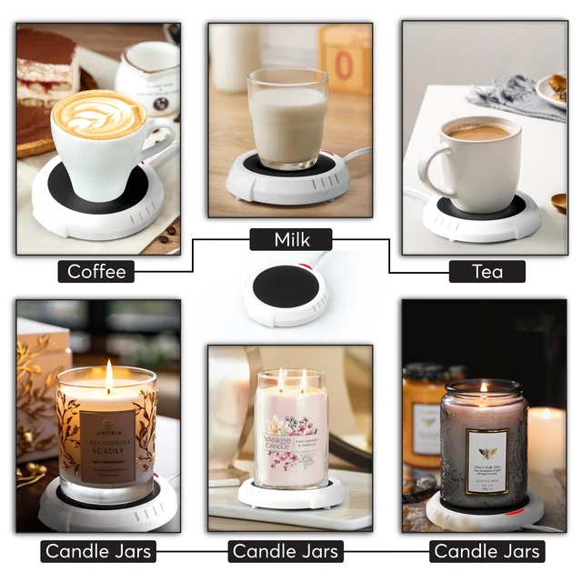 Alt view image 6 of 6 - Candle Warmer Plate, 1 Pack, White, Releases Scents Without Flame, Use as Candle Jar Warmer, Candle Melter, Coffee Warmer, Mug Warmer for Home & Office